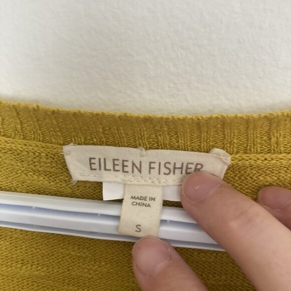 Eileen Fisher Women’s Pullover Sweater Linen Blend Yellow Goldenrod Size S Boxy - Picture 3 of 8
